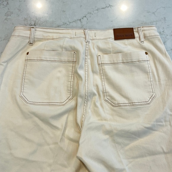 Judy Blue Wide Leg Crop Jeans Womens 20W Cream Ecru Cotton JB88950 C Raw Hem - Picture 8 of 12